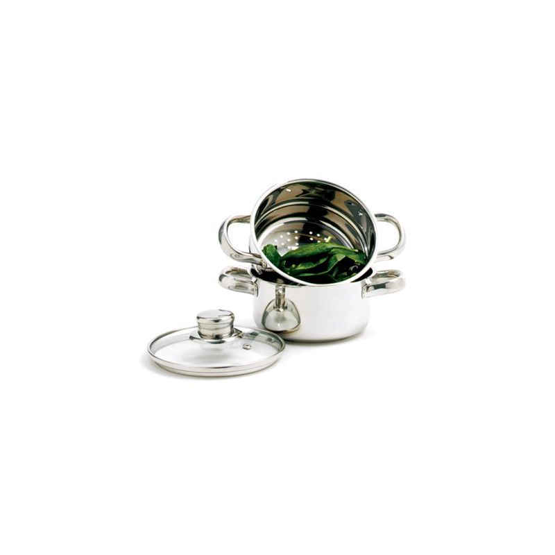 Norpro 1-Quart Stainless Steel Mini Steamer Cooker, 3 Piece Set