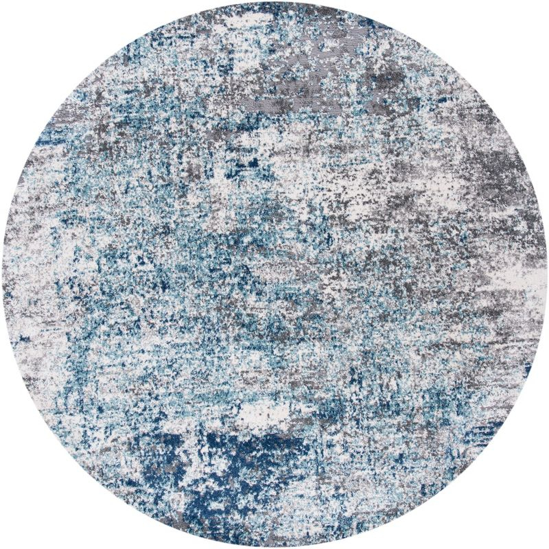 Aston ASN705 Power Loomed Indoor Accent Rug - Light Blue/Grey - 3' Round - Safavieh