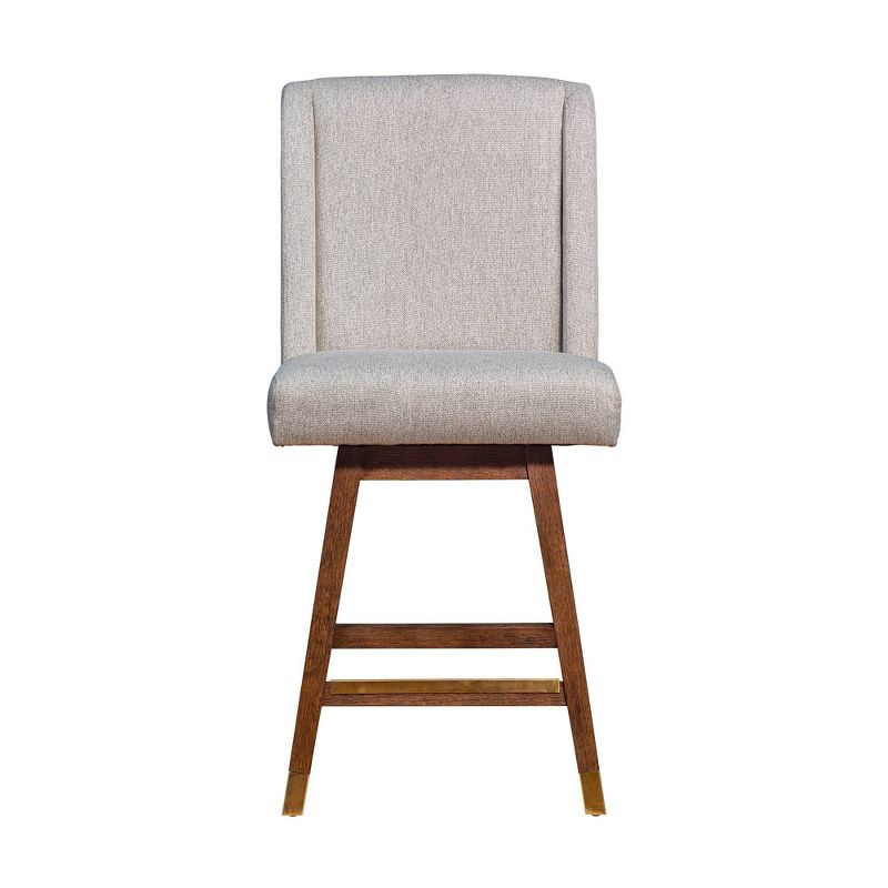 Armen Living Stancoste Wood Finish with Fabric Swivel Counter Height Barstool Brown Oak/Taupe