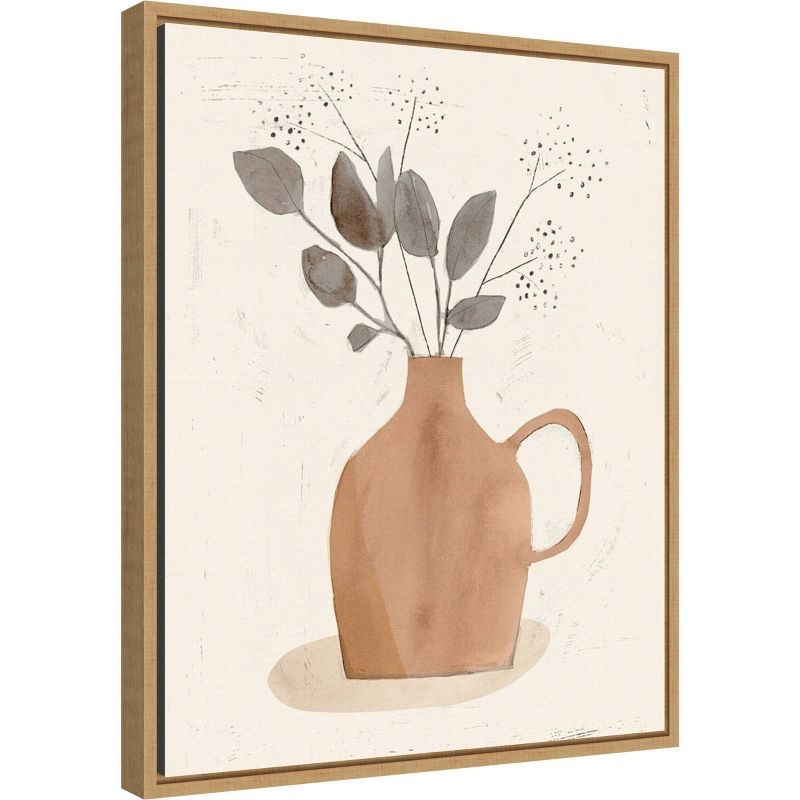 16" x 20" La Planta II Floral Vase by Victoria Barnes Framed Canvas Wall Art - Amanti Art: Botanical Lithograph, Modern Decor
