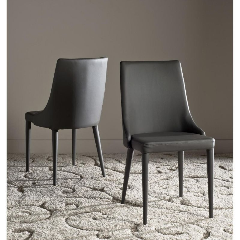Summerset 19" H Leather Side Chair (Set of 2) - FOX2014 - Grey - Safavieh Couture