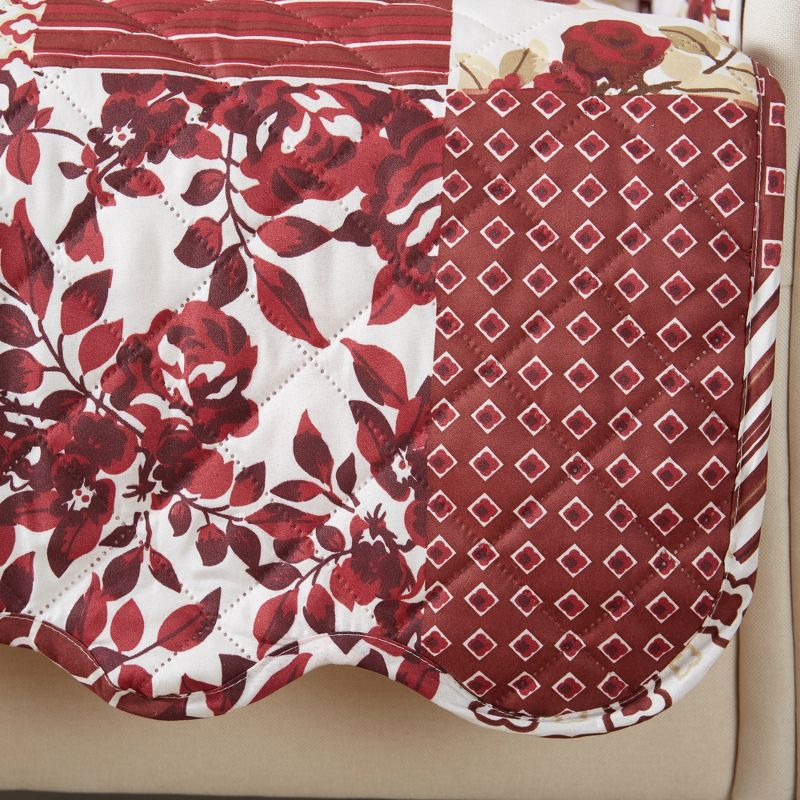 Reversible Stitched Patchwork Sofa Furniture Protector - Great Bay Home(Loveseat, Burgundy)
