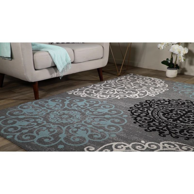 World Rug Gallery Floral Gray 3'3" x 5' Area Rug