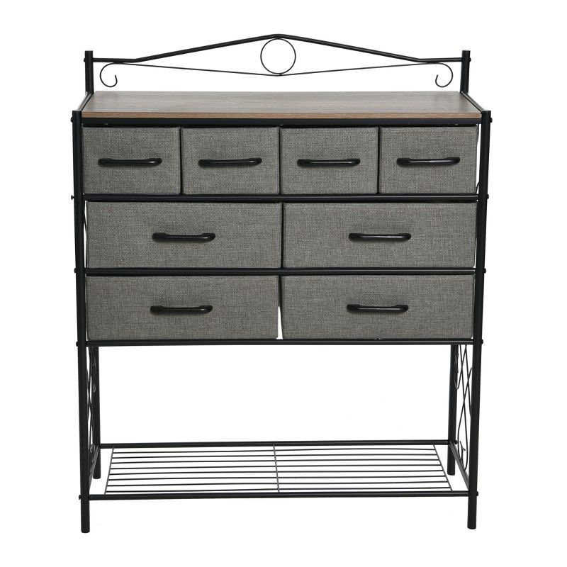 Victorian Style 8-Drawer and Bottom Shoe Shelf Storage Organizer Unit, Black and Ashwood Color