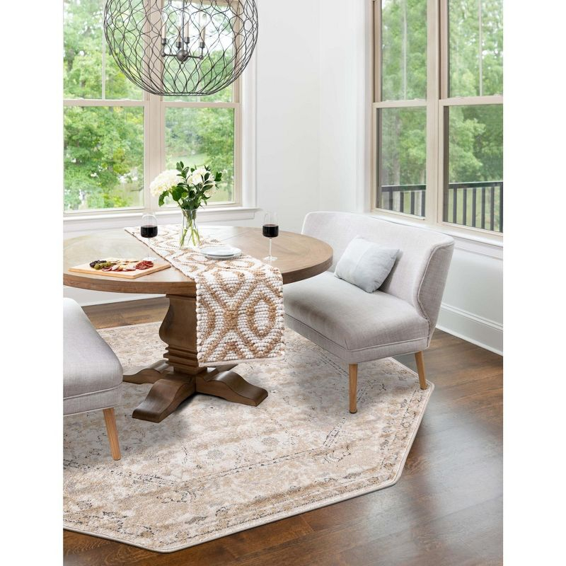 Unique Loom Portland Collection Area Rug - Central (5' 3" Octagon Ivory/Gray)