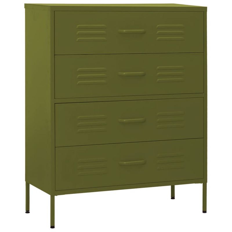 vidaXL Chest of Drawers Olive Green 31.5Inchx13.8Inchx40Inch Steel