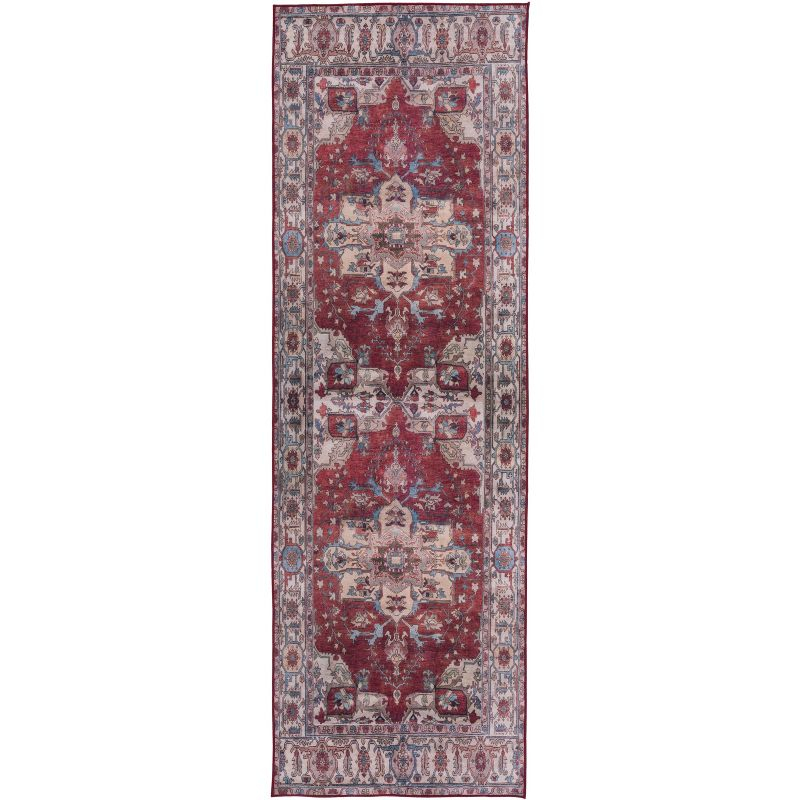Tucson Vintage Persian TSN106 Power Loomed Machine Washable Skid-Resistant Indoor Runner Rug - Red/Beige - 2'6"x12' - Safavieh