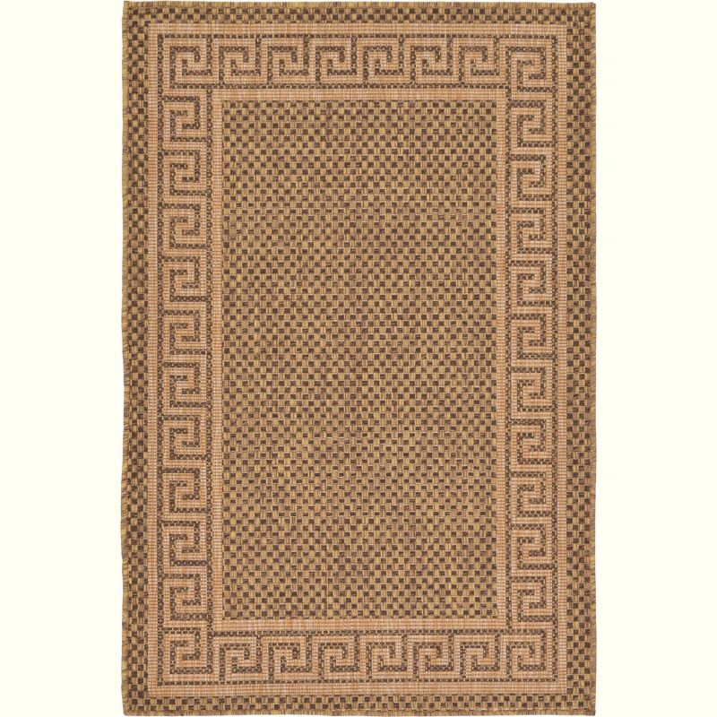 Unique Loom 3' 3 x 5' 1 Brown Outdoor Border Greek Key Area Rug