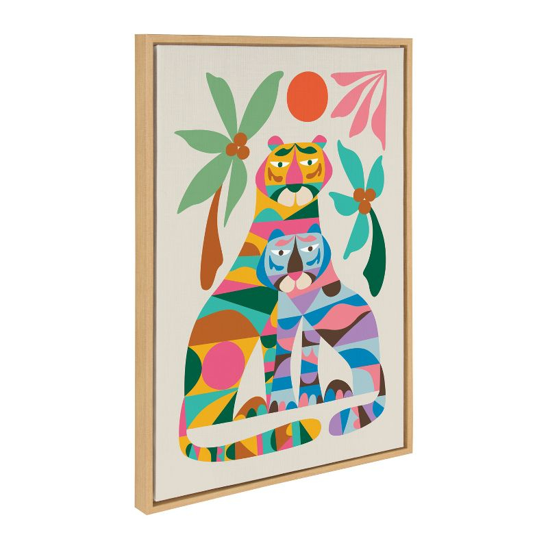 Kate & Laurel All Things Decor 23"x33" Sylvie MCM Tiger Love Wall Art by Rachel Lee Natural: Framed Canvas, Modern Animal Digital Art