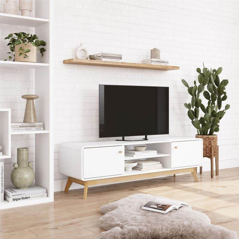 Ren Home Leva Scandinavian 2 Door Rounded TV Stand, White