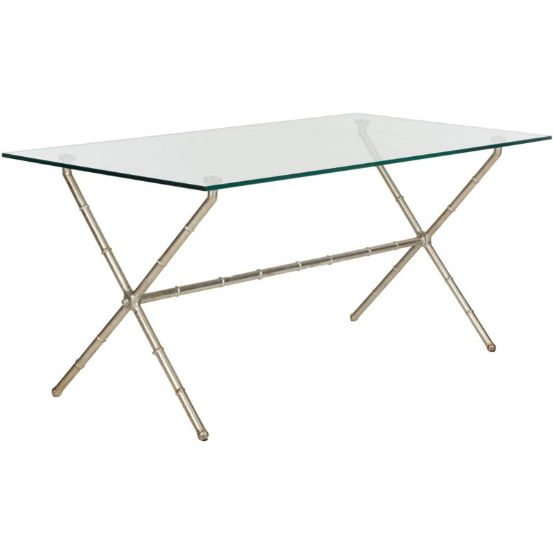 Brogen Coffee Table - Silver/Clear Glass - Safavieh