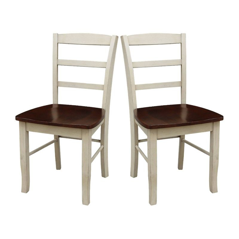 Set of 2 Madrid Ladderback Chairs Antiqued Almond/Espresso - International Concepts: Solid Wood, Unupholstered, Spot Clean