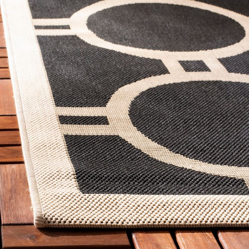Courtyard CY6924 Power Loomed Indoor/Outdoor Area Rug - Black/Beige - 7'1x7'1 - Safavieh.