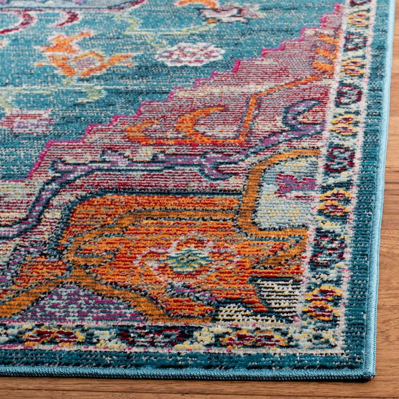 Crystal CRS501 Loomed Indoor Area Rug - Teal/Rose - 5'x5' - Safavieh