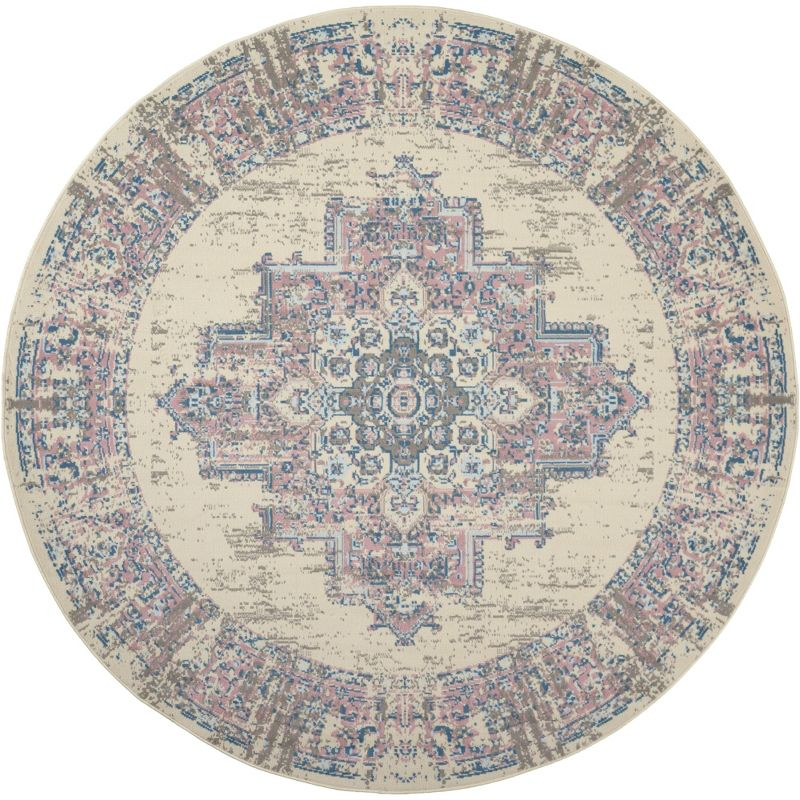 Nourison Grafix GRF14 Ivory/Pink Area Rug 8' x ROUND
