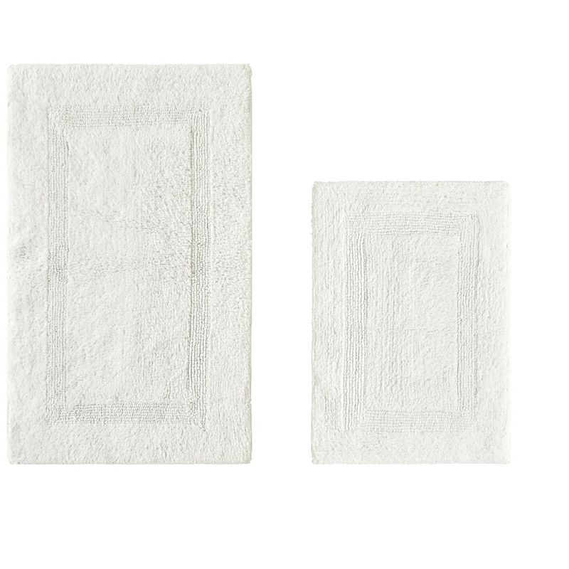 Better Trends Lux 100% Cotton Tufted Solid Reversible Bath Rug Set 2 PC (17" x 24" | 21" x 34") - Ivory