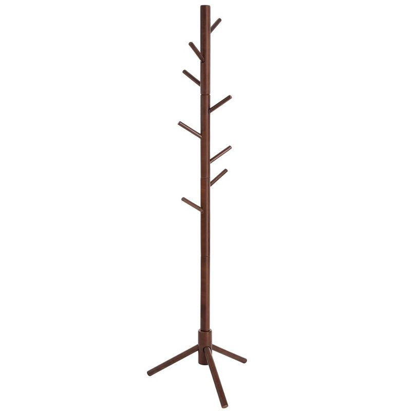 VASAGLE 8 Hooks Solid Wood Coat Rack Free Standing Coat Rack Tree-Shaped Coat Rack Dark Walnut