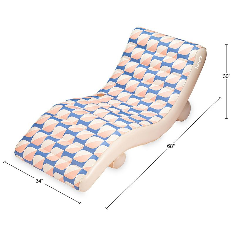 Funsicle: Inflatable Deco FunChaiser Pool & Water Float Lounge - Blue & Cream