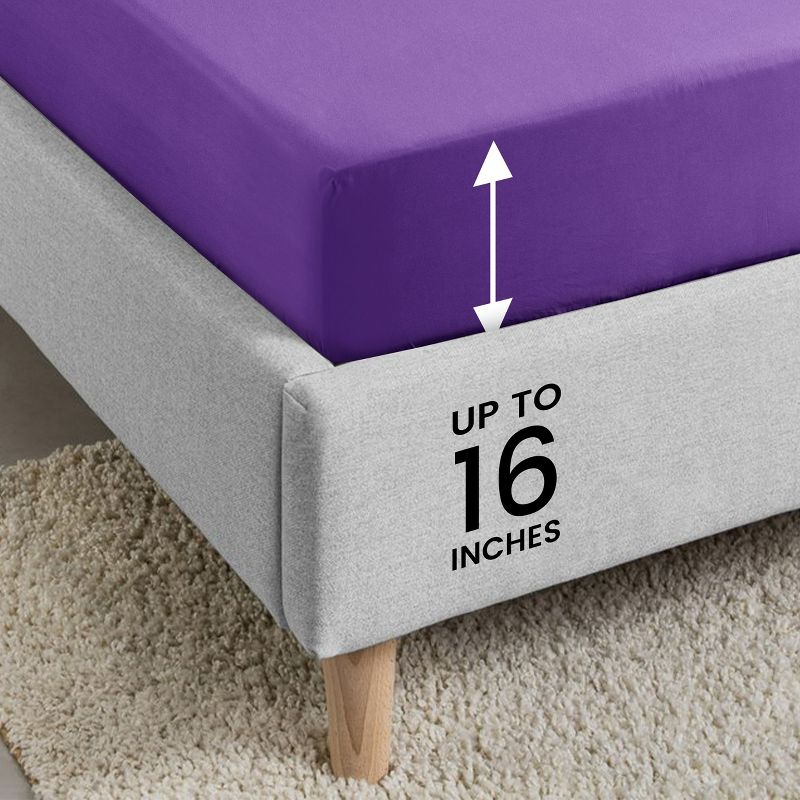 Twin 3 PC Piece Rayon From Bamboo Sheets Solid Deep Pocket Sheet Set - Purple