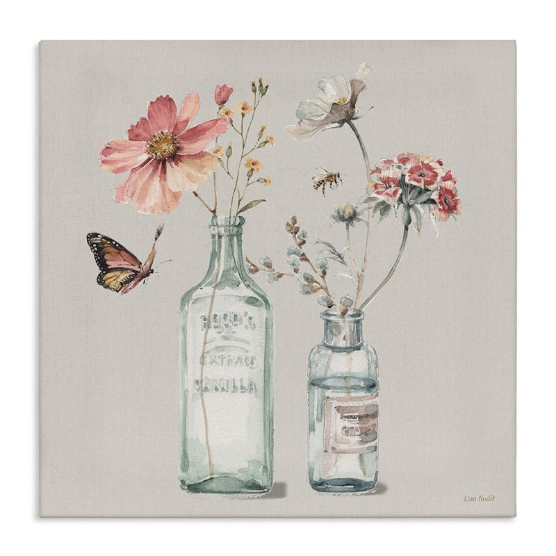 Stupell Industries Flower Jar Butterfly Painting, 17" x 17"