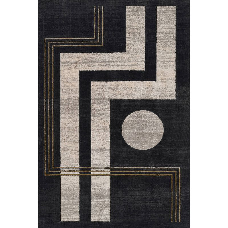 Momeni 5'1"x7'7" Edition Angular Machine Loomed Area Rug Charcoal Gray: Geometric Pattern, Indoor, Low Pile Polyester