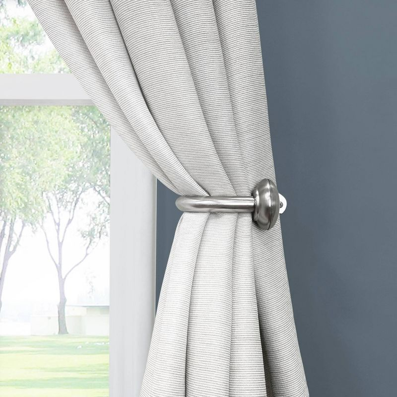 Set of 4 (5"x6.5") Steel Curtain Holdbacks in Brushed Nickel - Lumi Home Furnishings: Tieback Hooks, Rounded Cap Design
