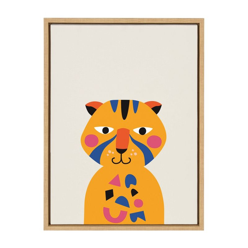 18"x24" Sylvie Mid Century Modern Baby Tiger by Rachel Lee - Kate and Laurel: Nursery Decor, Animal Theme
