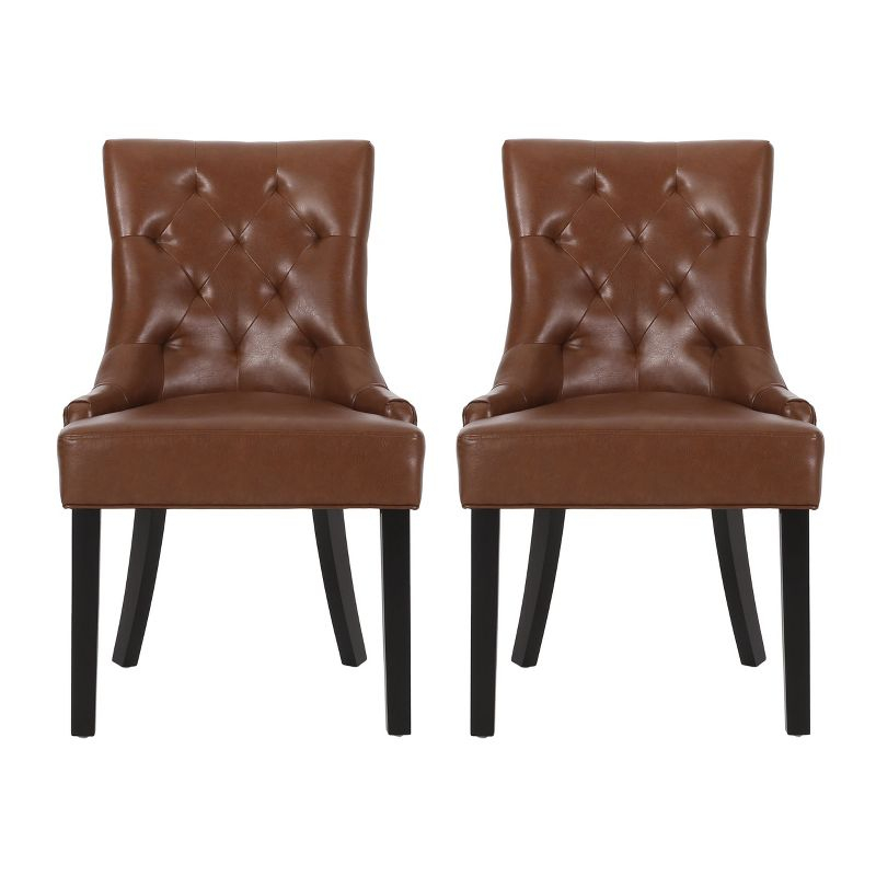 NicBex Modern Dining Chairs Set of 2 with Curved Tufted Backrest for Living Room,Meeting Room,Bedroom,Brown
