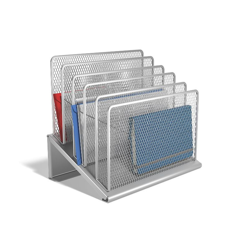 TRU RED 5 Compartment Wire Mesh File Organizer Silver TR57555-CC