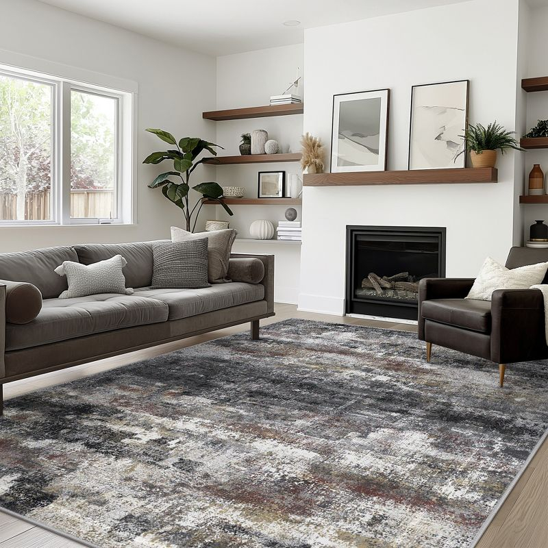 abyNow Rustic Textures Abstract Modern Indoor Area Rug-8' x 10'-Rusty Grey