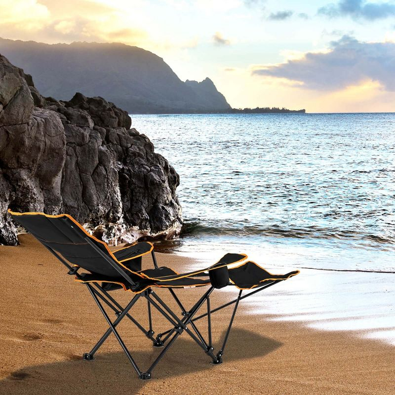 Costway 2 PCS Folding Camping Chair with Footrest Adjustable Backrest Padded Cushion