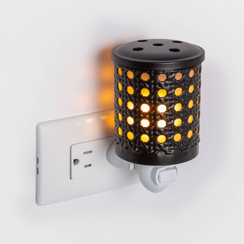 5.2" x 4.5" Bamboo Lattice Pattern Plug-In Scent Warmer Black - Threshold™: Electric Wax Melts Holder