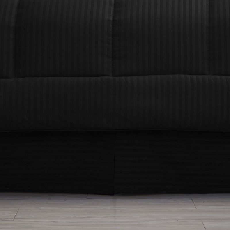 8 Piece Embossed Dobby Stripe Bed In A Bag Set - Queen, Black