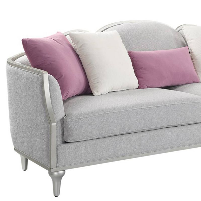 94" Kasa Sofa Beige Linen, Champagne Finish & Accent Pillows - Acme Furniture