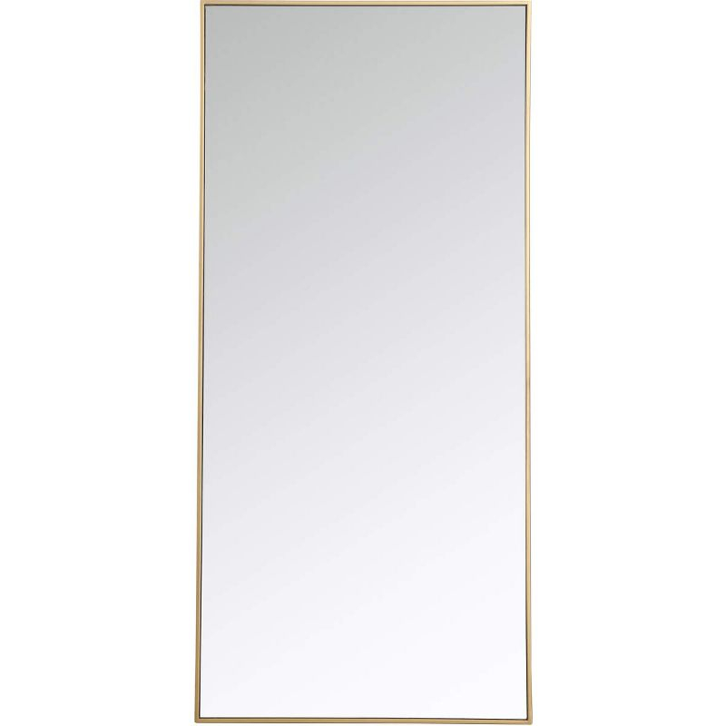Elegant Lighting Modern Metal Frame Mirror, Rectangle 30", Brass Finish – Ideal for Vanity or Accent Wall