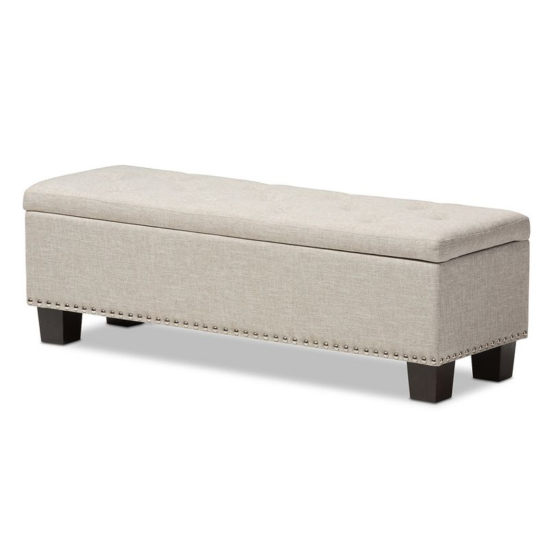 Hannah Modern and Contemporary Fabric Upholstered Button-Tufting Storage Ottoman Bench: Baxton Studio - Seating & Linen Chest