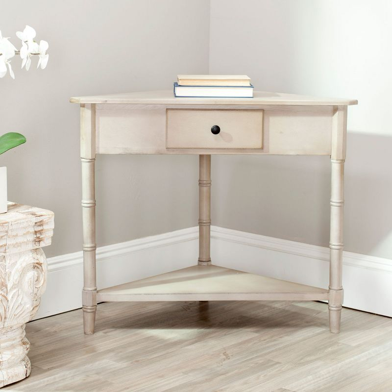 Gomez Corner Console Table - Vintage Grey - Safavieh