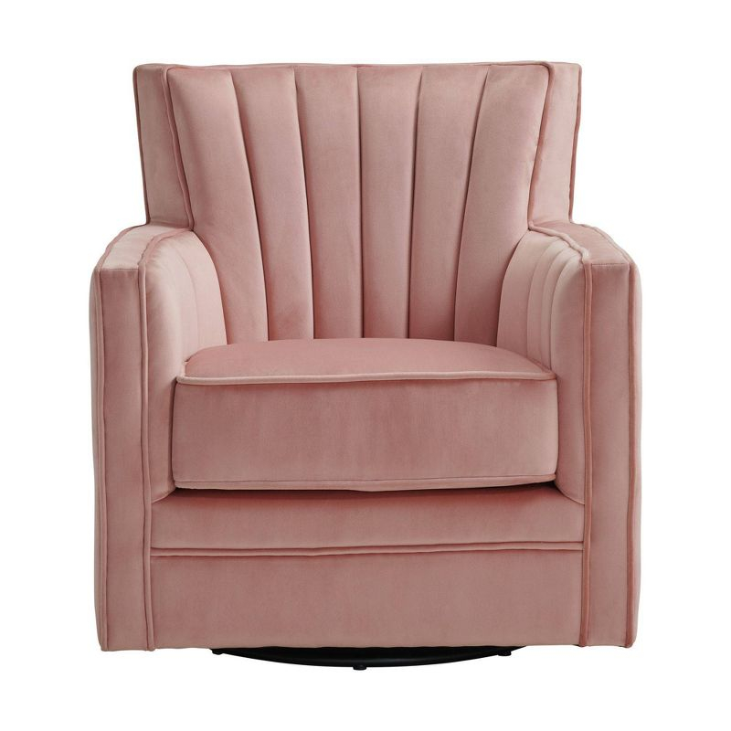 Lawson Swivel Chair Pink - Picket House Furnishings: Upholstered Velvet Accent for Living Room, Foam Filled