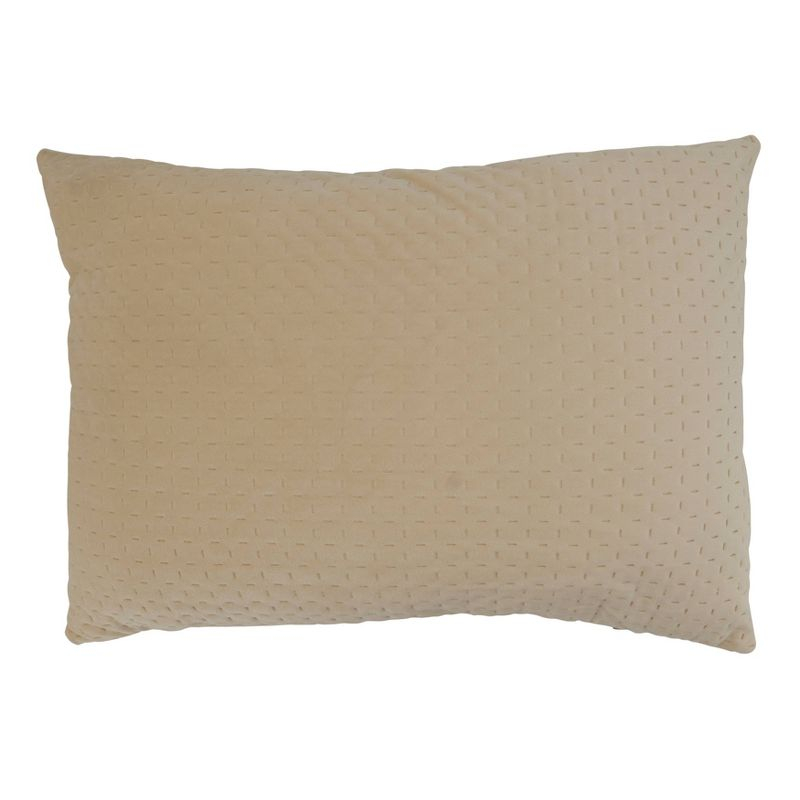 14"x20" Oversize Pinsonic Velvet Design Poly-Filled Lumbar Throw Pillow Natural - Saro Lifestyle: Indoor Rectangle Accent Cushion, Zippered