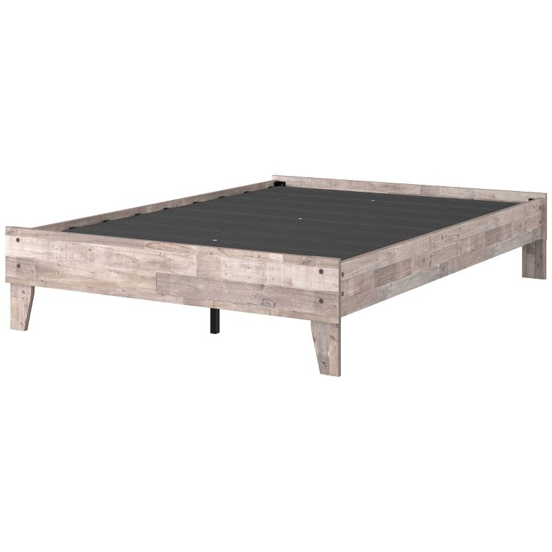 Full Neillsville Platform Bed Whitewash - Signature Design by Ashley: Wood Frame, No Box Spring Needed