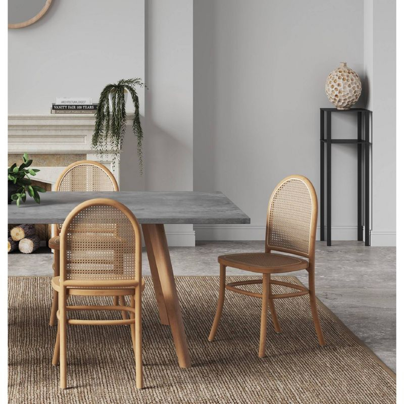 Set of 4 Paragon Dining Chairs Natural/Cane - Manhattan Comfort: Rattan Accent, Ash Wood Frame, No Assembly Required