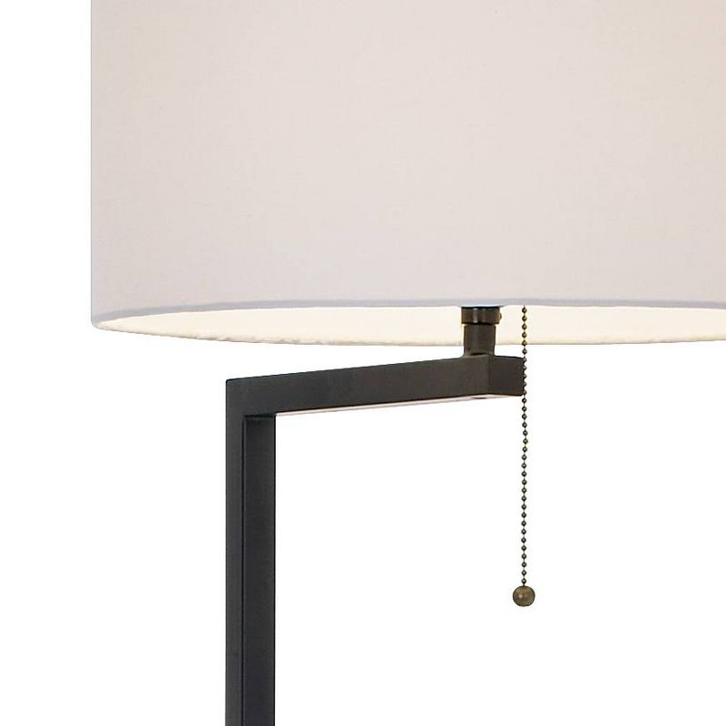 360 Lighting Space Saver Modern Floor Lamps with Tray Table 62" Tall Set of 2 Black Metal White Fabric Drum Shade for Living Room Bedroom Office House