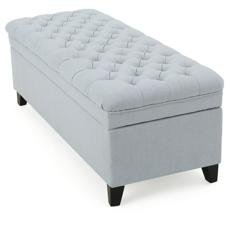Christopher Knight Home Juliana Storage Ottoman Light Blue: Upholstered Bench, Hardwood Frame, 250lb Capacity
