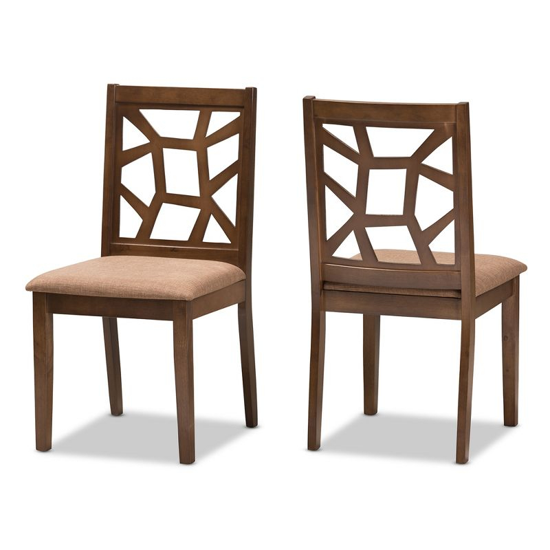 Set of 2 Abilene Midcentury Fabric Upholstered And Walnut Finished Dining Chairs Brown - Baxton Studio: Solid Rubberwood, Polyester Padding