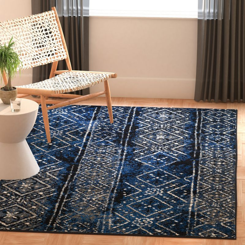 Adirondack ADR111 Machine Made Indoor Area Rug - Blue/Black - 4'x4' - Safavieh