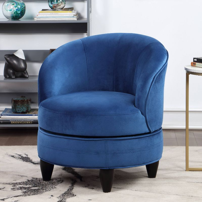 Sophia Velvet Swivel Accent Chair Blue - Steve Silver Co.: Transitional, Armless, 360° Base