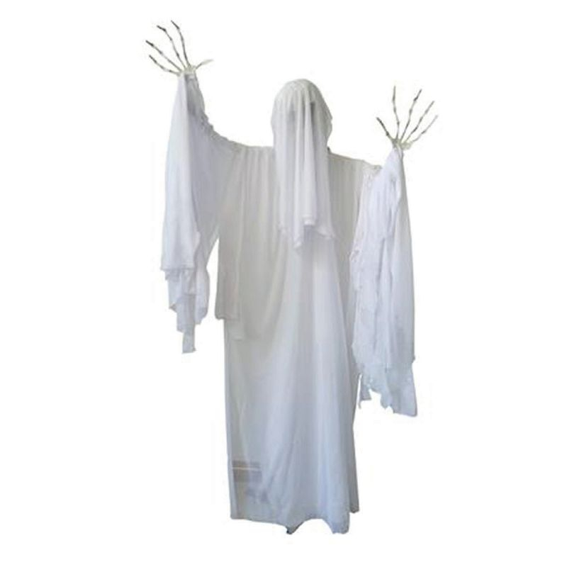 Morris Costumes 5.4 ft Standing Animated Life-Size Skeleton Ghost  Decoration - White