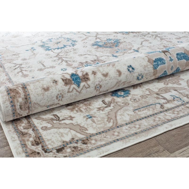 Rugs America Freida FY55B Honeysuckle Vintage Farmhouse Cream Area Rug for Dining Room Rug Neutral Rug Living Room Rug Kitchen, 2'6"x8'