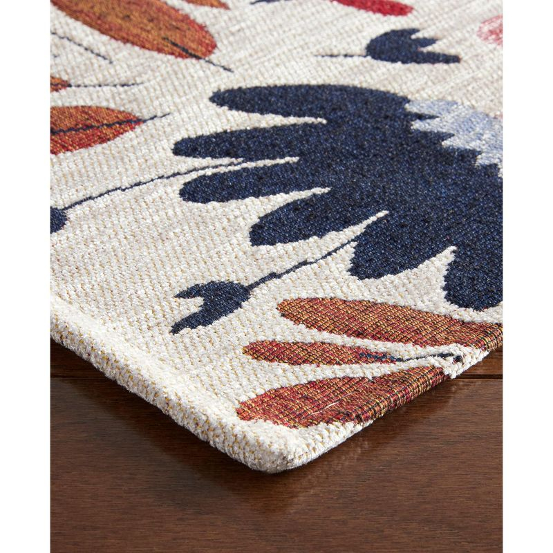 TOWN & COUNTRY LUXE Livie Floral Drip Everwash Washable Multi-Use Decorative Rug with Non-Slip Backing, Cream, 24"x40"