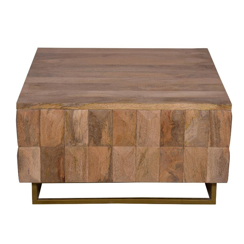 The Urban Port 33" Lift Top Storage Trunk Coffee Table Square Mango Wood Natural Brown